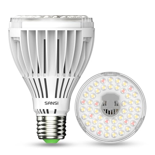 SANSI Lampe LED 30 W à spectre complet pour plantes d'intérieur E27 avec PPFD élevé, lampe de culture 4000 K 660 nm avec angle de rayonnement de 60° pour semis, légumes, fleurs, culture hydroponique