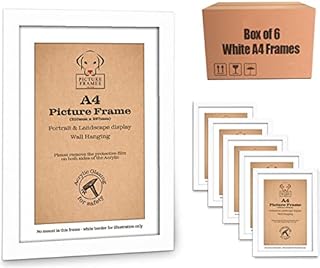 Box of 6 A4 Picture Frames - A4 White Frame, A4 Frames, A4 Frame White, White A4 Frame, White Picture Frames, Certificate Frame, A4 Certificate Frames, Frames for A4 Prints, Picture Frames A4 Size