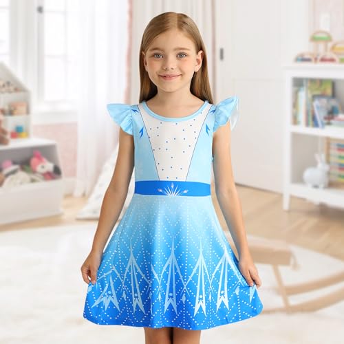 Jurebecia Girls Nightgowns Princess Pajamas Nightdress for Toddler Kids Sleepwear Flutter Short Sleeves Nightie Dress3