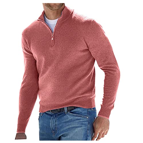 LINSINCH Homme Pull Automne et Hiver à Col Rond Boutonné Évider à Sans Manches Midi Dentelle Lâché Casual Basic Pullover (Pink, XXXXXL) Cover