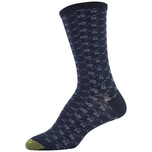 Gold Toe Womens Floral Scrolls Dress Crew Socks, 3 Pairs Socks, Midnight Floral/Midnight/Midnight Vine, Shoe Size 6-9 Us #TOP2