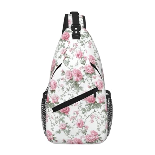Image of SUPLUCHOM Sling Bag Vintage Floral Hiking Daypack Crossbody Shoulder Backpack Travel Chest Pack for Men Women