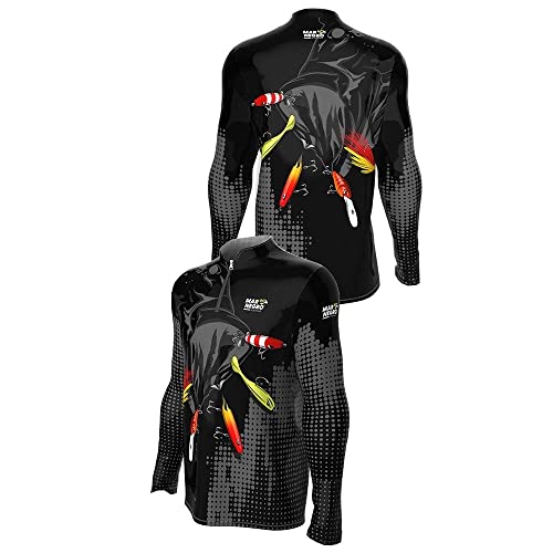 Camisa de Pesca Proteção Solar Uv Iscas 2020 - Mar Negro M