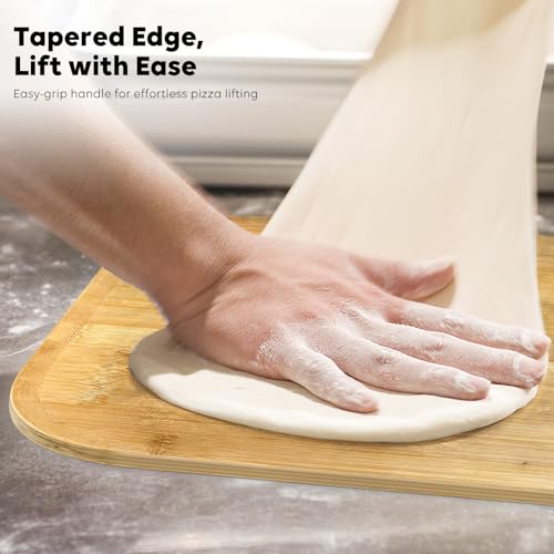 Pizza peel, 12" natural bamboo pizza paddle, Essential accessories for indoor Outdoor Ovens, baking homemade pizza, cutting board, Cheese, Serving Pizza, Bread, Cookies & More, Eco-Friendly & Durable - Thumbnail 3