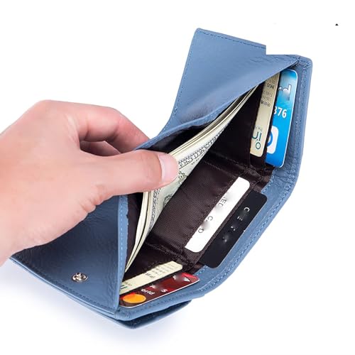 Houtangduty Mini Wallet, Houtndguter 2025 New Leather Rfid Blocking Card Holder Organizer Pocket Mini Wallet (Blue)2