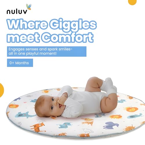 Image of Baby Playgym for Babies | Activity Play Gym Mat with 5 Hanging Toys|Foldable&Durable Cotton Play Mat|Baby Crawling Mats for Floor for 0 to 24 Months (Jungle) - White