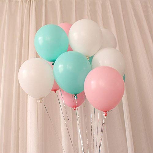 Sorive10" Pearl White & Mint Green & Pink Premium Latex Balloons - Great for Kids, Adult Birthdays, Weddings, Receptions, Baby Showers, Water Fights, or Any Celebration, Pack of 30