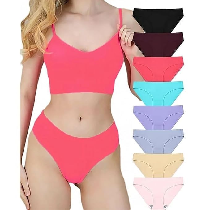 SunFlux® Seamless Underwear for Women No Show Underwear Women's Bikini Panties Invisible Panties Multicolored Pack-image-39