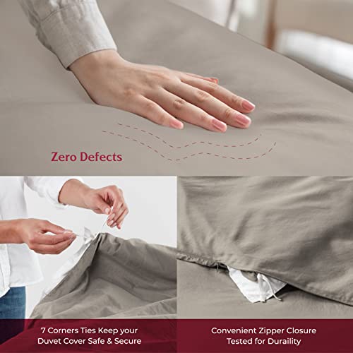 Mayfair Linen Queen/Full Duvet Cover, 800 Thread Count Sateen 3 Pc Egyptian Cotton Duvet Cover Set, 100% Pure Cotton Comforter Cover, 2 Pillow Shams, Zipper Closure, 7 Corner Ties - (Taupe) #TOP3