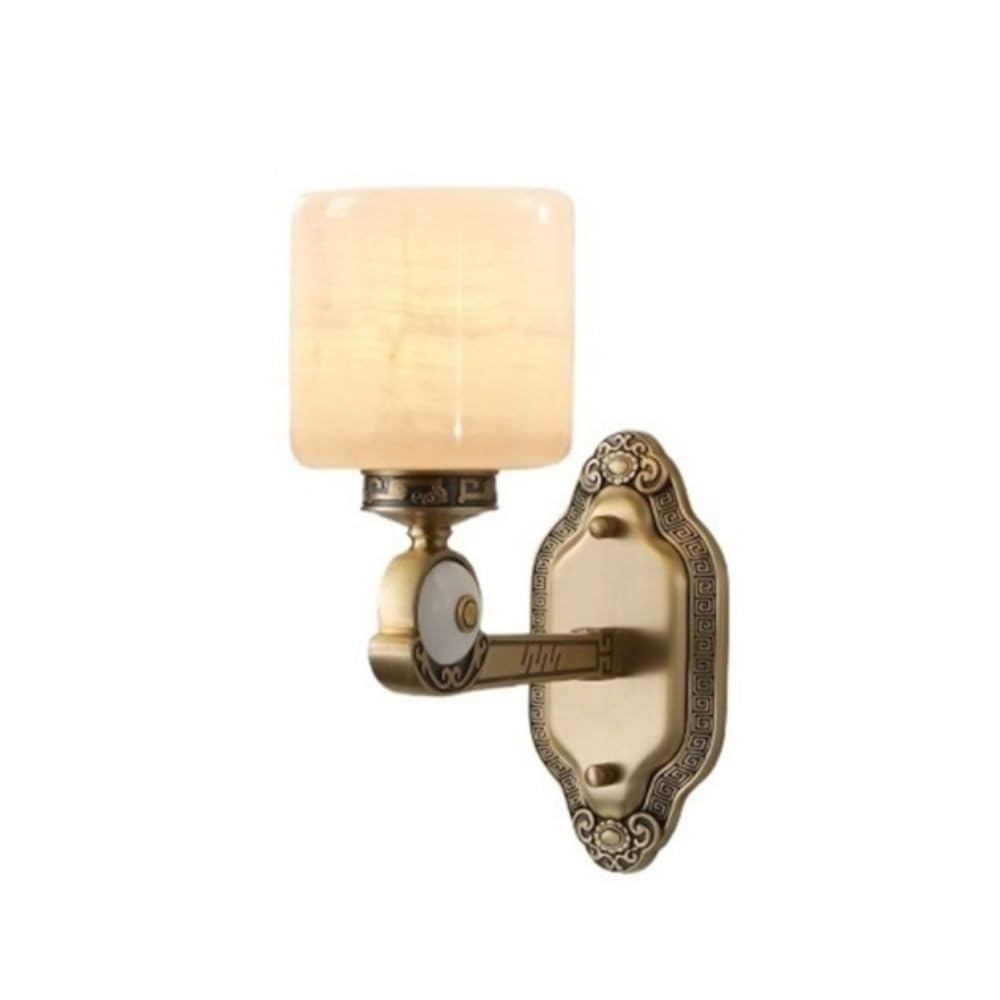 birene Wall Lamp Stair Modern Chinese Jade Bedside Wall Lamp Copper Marble Living Room Decorative Lamp