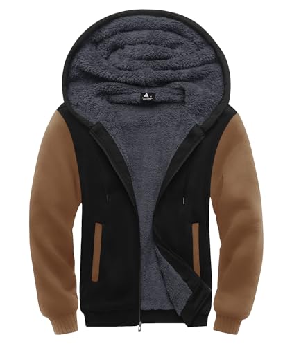 Image of SCODI Hoodies for Men Heavyweight Fleece Sweatshirt Zip Up Thick Jacket