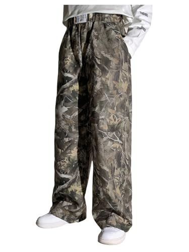 Boy's Baggy Camo Pants Elastic Waist Straight Wide Leg Casual Track Pants