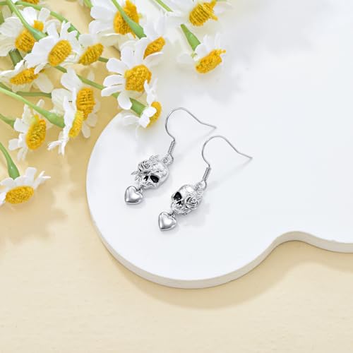 Gothic Skull Earrings for Women Sterling Silver Skeleton Earrings Gothic Jewelry Halloween Jewelry Gifts for Men Sister4