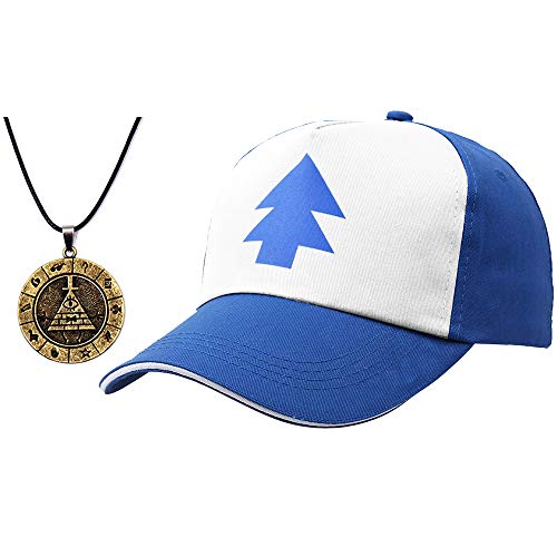 EIKOU Gravity Falls Hat Adjustable Dipper's Hat Blue Dipper Hat Baseball Cap(come with the necklace)