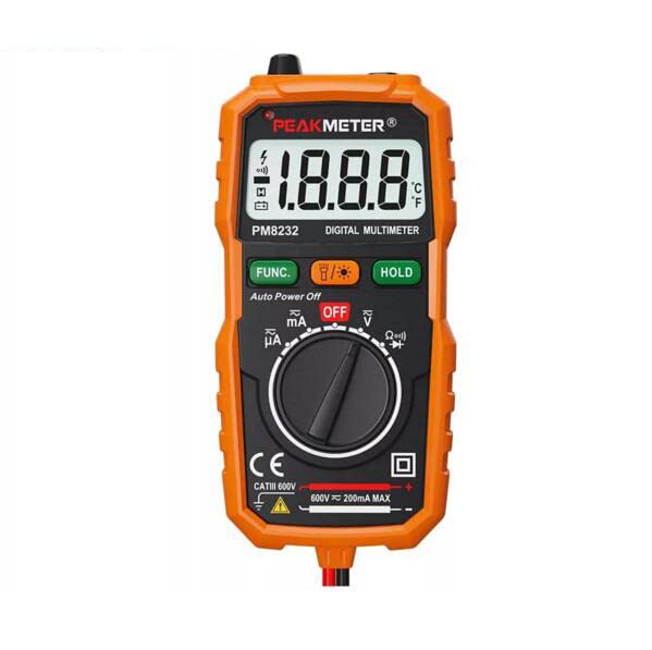 PEAKMETER Non-Contact Mini Digital Multimeter DC AC Voltage Current Tester Ammeter Multi Tester PM8232