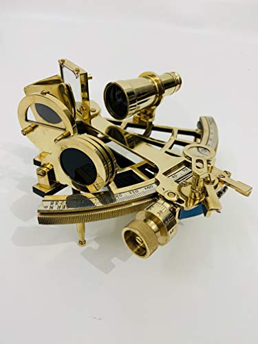 Image of Malla 9 inch Brass Sextant Navigational Sextant | Real Sextant | Sextant Working | Sextant Original | Antique Marine Sextant | Vintage Functional Astrolabe Sextant Gift Nautical Decor