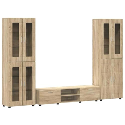 vidaXL Conjunto de Mueble de TV Roble Sonoma Madera de ingeniería, Armario Moderno y Amplio, Ideal para Almacenamiento, diseño Rectangular, Mueble Duradero para el salón