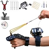 Generic Fishing Slingshot with Reel and Fish Darts for Outdoor Sports Hunting Competition Versatile Suitable for Left and Right Handed (FishingSlingshot Pro (Stainless Steel Fishing Reel)), Black