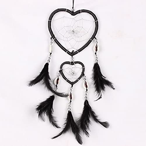 SEAFRONT Dream Catcher, Heart Shaped Feather Dream Catcher, Black Lake Blue Feather