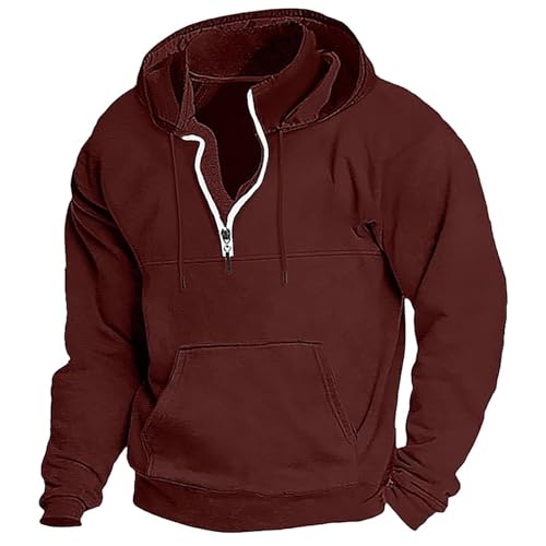 Tactical Military Hoodies for Men 1/4 Zip Mock Neck Pullover Casual Long Sleeve Classic Sweatshirt Tops with Pocket