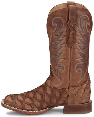 Tony Lama Men's Everett Exotic Pirarucu Western Boot Broad Square Toe - Ep82713