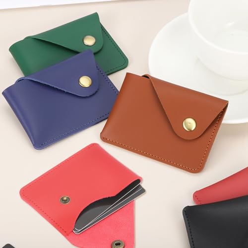 PATIKIL Slim Leather Card Holder with Snap Closure, Leather Front Pocket Wallet Card Case Holder for Cash Coin Men and Women Business Office, Green4
