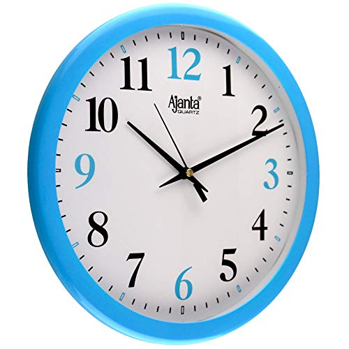 Image of Ajanta Plastic Round Wall Clock (26 cm, Blue)