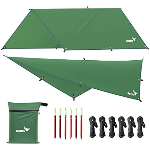 ROTTAY Waterproof Camping Tarp, Lightweight Hammock Rain Fly Sunshade, Tent Footprint Backpacking Tarp for Camping, Hiking and Outdoor Activities Cover