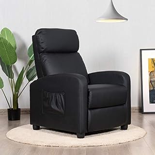 COSTWAY Recliner Armchair with Reclining Function and Adjustable Leg Rest, Upholstered Padded Single Sofa Seat, Home Office Living Room Lounge Chairs for Reading Resting Sleeping (Black)