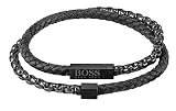 BOSS Jewelry Glieder- und Lederarmband für Herren Kollektion BLENDED Schwarz - 1580150S