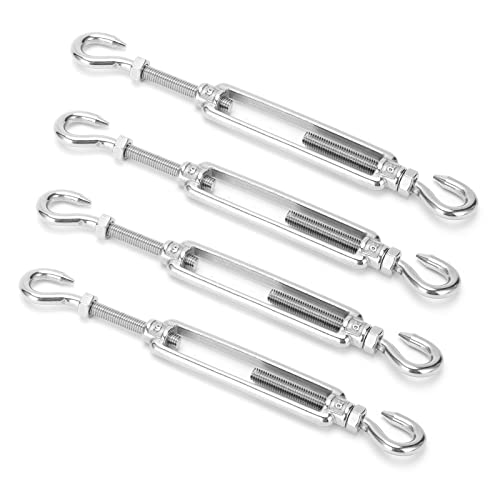 4 piezas Tensor gancho a gancho de acero inoxidable M6 para cable de acero miniatura 3