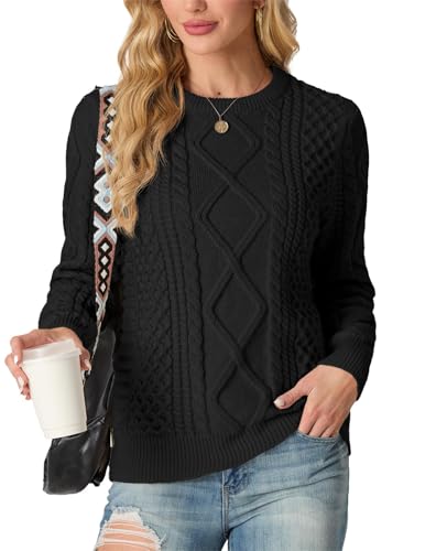 Image of GRECERELLE 2026 Womens Fall Winter Long Sleeve Casual Pullover Sweater Tops | Crewneck, Cable Knit, Chunky, Vintage Style, Anti-static(XS-2XL)