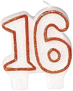 #16 Celebration Candle | White/Red | Party Supply
