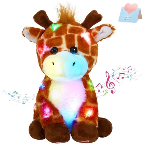 Glow Guards Musical Light up Giraffe Stuffed Animal,Soft Glowing Singing Wildlife Plush Toy with LED Night Lights&Nursery Songs,Birthday Children's Day Hoilday Ideal Gift for Toddler Kids,12''