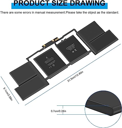 Image of A1707 Battery A1820 for Ma /Book Pro 15 inch (Late 2016, Mid 2017) Touch Bar EMC 3072 EMC 3162 MLH32 MLH42 MLW72 MLW82 MPTR2 MPTT2 MLH52 MLW92 MPTU2 MPTV2 MPTW2 MPTX2 (A1820)