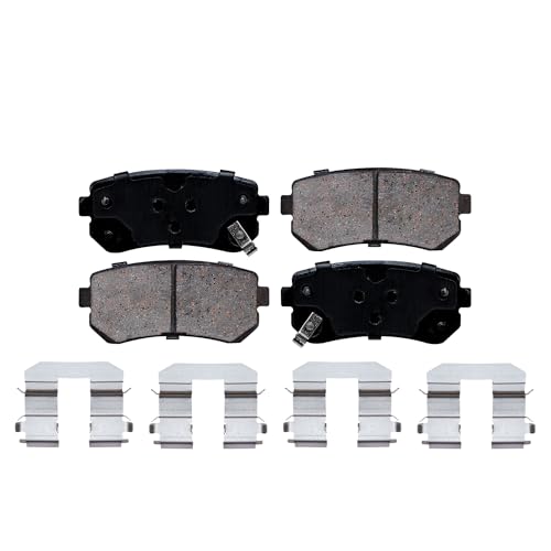Image of Detroit Axle - Rear Brake Pads for Hyundai Elantra Sonata Tucson Accent Kia Sportage Cadenza Forte Koup Rio Rio5, Ceramic Brake Pads w /Hardware Replacement