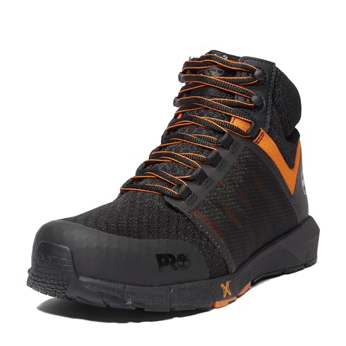 Timberland PRO Men's Radius Mid Composite Safety Toe Industrial Athletic Work Shoe, Black/Orange-2024 New, 11M