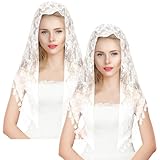BOARDFEB 2 Pcs Mass Veil Triangle Mantilla Cathedral Head Covering Chapel Veil Lace Shawl Latin Scarf Latin Mass Head Covering Veils for Bridal Women