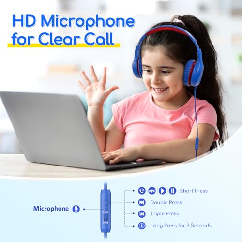 Image of EarFun K1 Kids Headphones Wired with Mic, Volume Limit Headphones for Kids