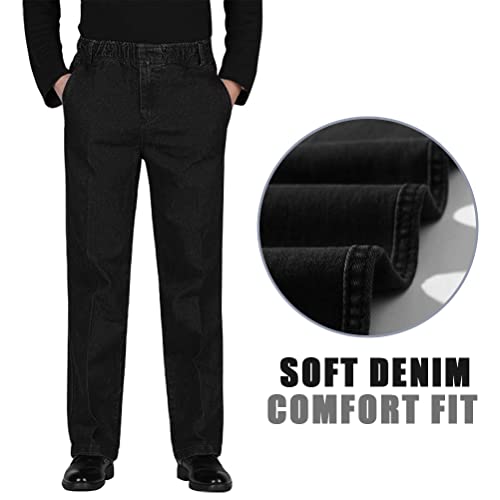 Ylingjun Mens Jeans Elastic Waist Relaxed Fit Straight Leg Jeans Casual Pants4