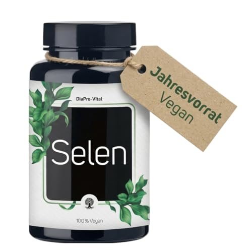 DiaPro Selen Tabletten 200µg, 365 Stück Jahresvorrat - Hochdosiertes Natrium-Selenit Vegan & Laborgeprüft - Selenium Supplement für Schilddrüse, Immunsystem & Haare - Made in Germany