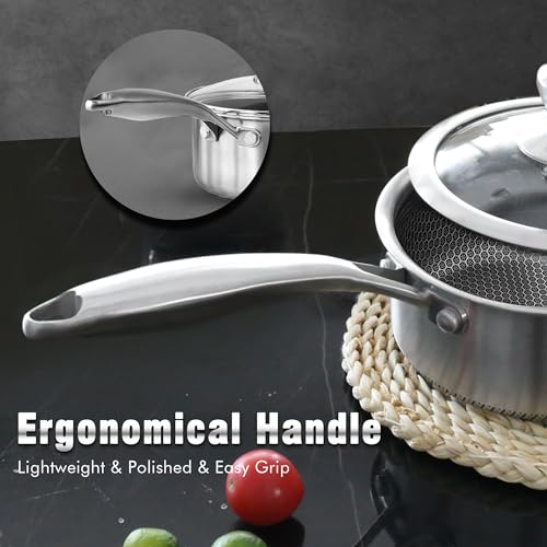 Aufranc AUFRANC-SAUCEPAN-2 ™ Hybrid Nonstick 1 Quart Stainless Steel Saucepan With Glass Lid, Induction Sauce Pan thumb #4