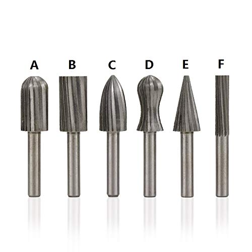 High Speed Steel Rotary Burrs 6mm Shank for Metal Engraving/Grinding Files 1Set(C Type)