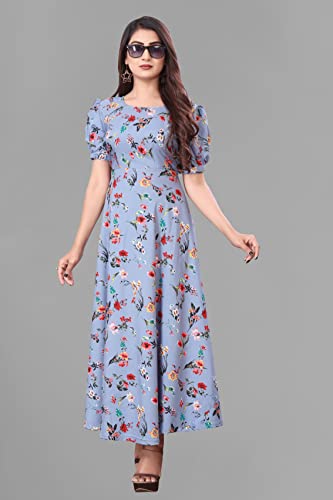 Image of FLARED ALINE MAXI DRESS WITH FLORAL PRINT FOR WOMEN