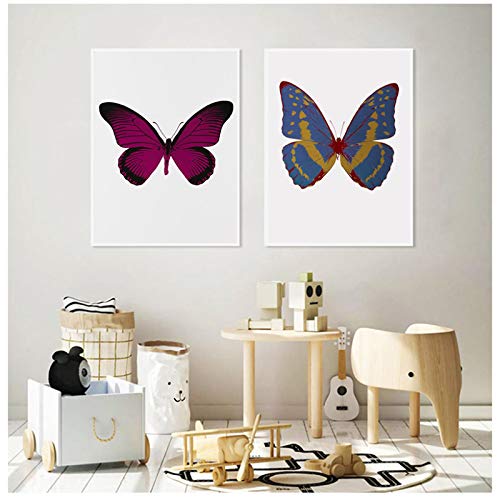 Affiche papillon coloré pour décoration de salon moderne | Lot de 2 peintures 30x40