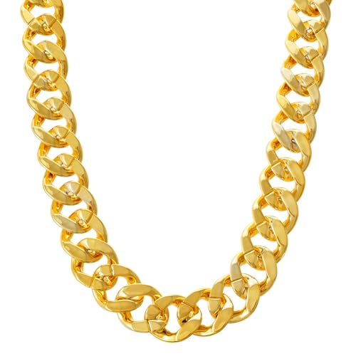 Big Chain Necklace Detachable Fake Plastic Chunky Hip Hop Turnover Chain Necklace 80s 90s Costume Accessory for Men Women Halloween Parties Festivals, 39.37 inches