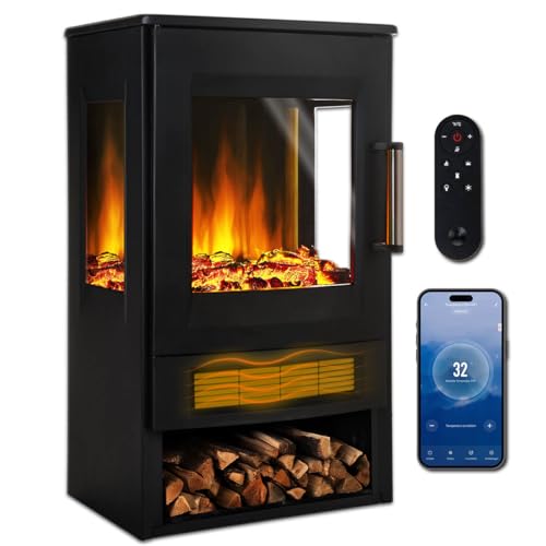 Ambiness Elektrokamin Magnus | 2 Heizstufen 1000W & 2000W | LED - 3D Flammeneffekt & Smart-Home-Steuerung | inkl. Fernbedienung Timer & Thermostat | Überhitzungsschutz | gehärtetes Glas Ambiness Elektrokamin Magnus | 2 Heizstufen 1000W & 2000W | LED - 3D Flammeneffekt & Smart-Home-Steuerung | inkl. Fernbedienung Timer & Thermostat | Überhitzungsschutz | gehärtetes Glas
