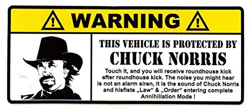 2-PCS Funny Chuck Norris Warning Stickers – 4 Inch Waterproof Vinyl Decals for Adults, Toolbox, Hard Hat, Laptop – Meme Sticker Pack, Adult Humor, Dark Comedy, Political Humor Decals