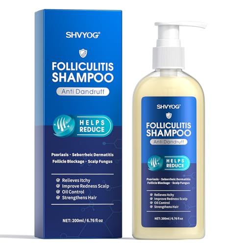 Follikulitis-Shampoo, Antischuppenshampoo, Reduziert Schuppen, Lindert Juckreiz und Rötungen der Kopfhaut, Antimykotische Shampoos für Seborrhoische Dermatitis, Follikulitis, Kopfhautpsoriasis