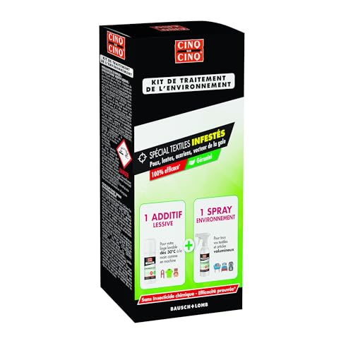CINQ SUR CINQ Kit Environnement Anti-Poux & Lentes – Additif Lessive 150 ml + Spray Environnement 250 ml – Textiles & Surfaces
